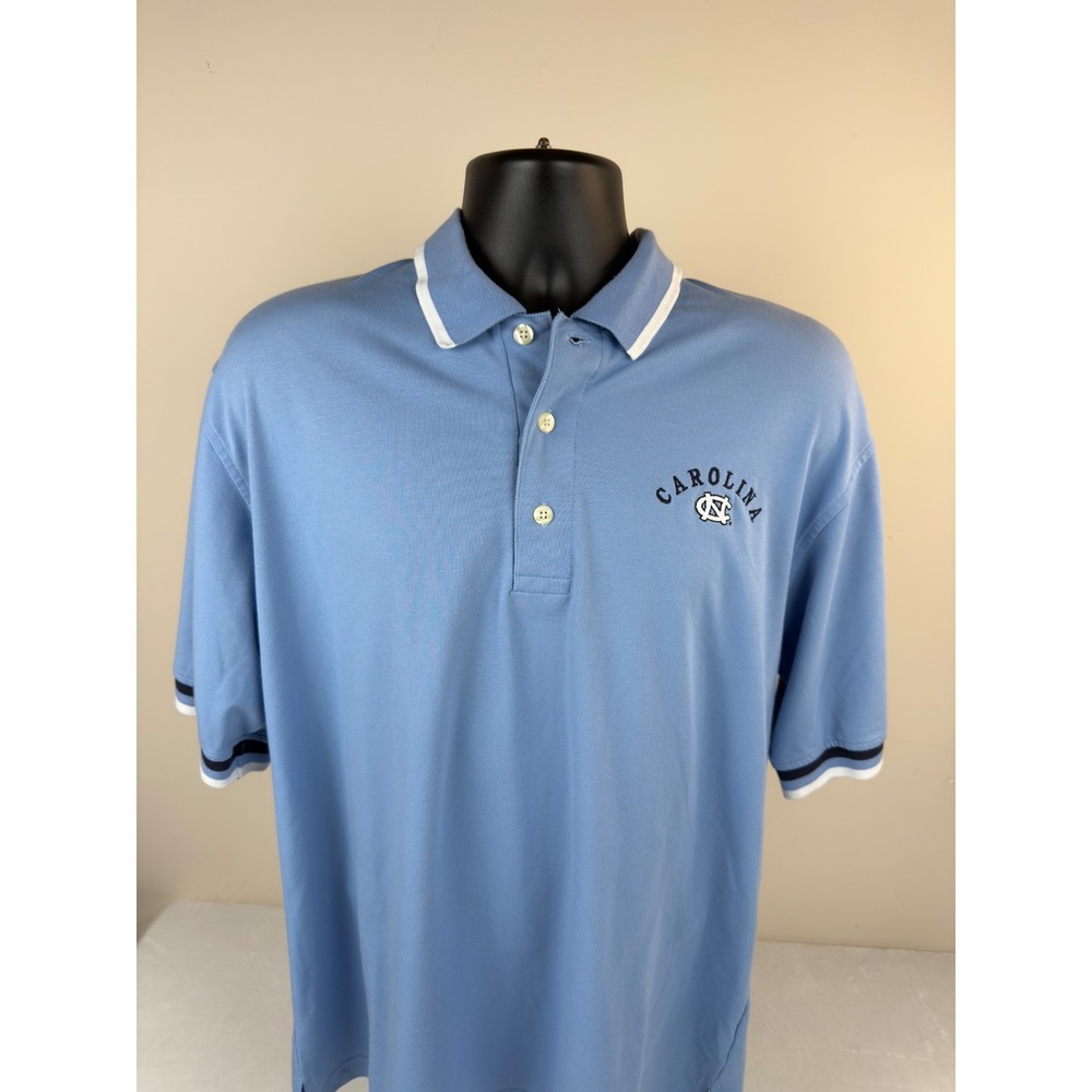Munsingwear UNC Tar Heels Carolina Blue Polo Shirt Mens Large H2O Wicking Pique